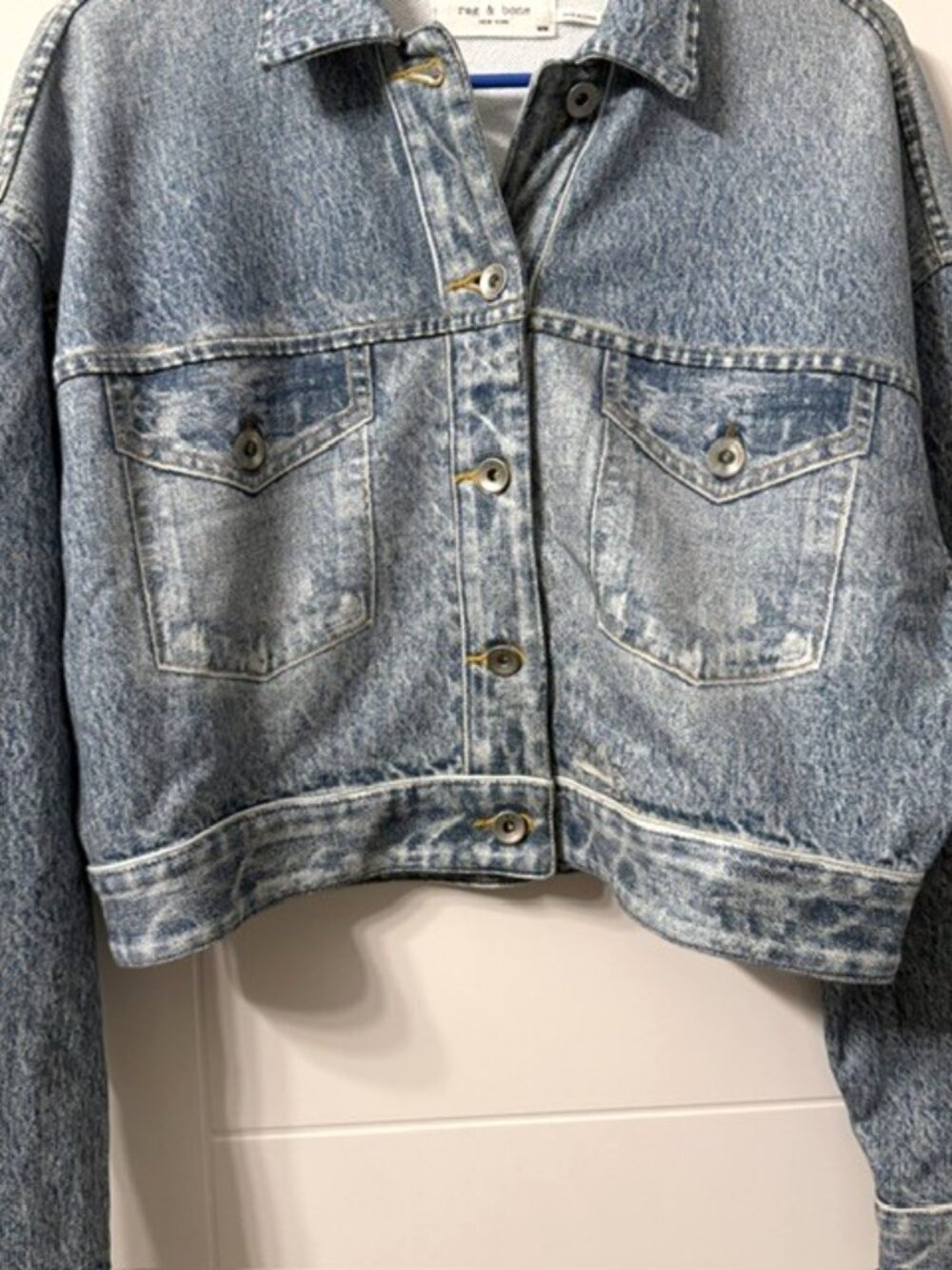 Rag and Bone Miramar Cropped Denim Print Jacket Size Medium - Picture 4 of 16